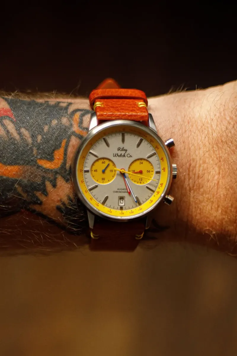 A Luxora chronograph in warm afternoon light